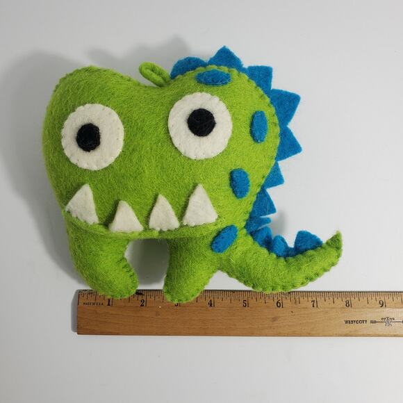 Monster Dinosaur Tooth Fairy Pillow Pouch Unisex Wool 6.5"x7.5" - Picture 7 of 10